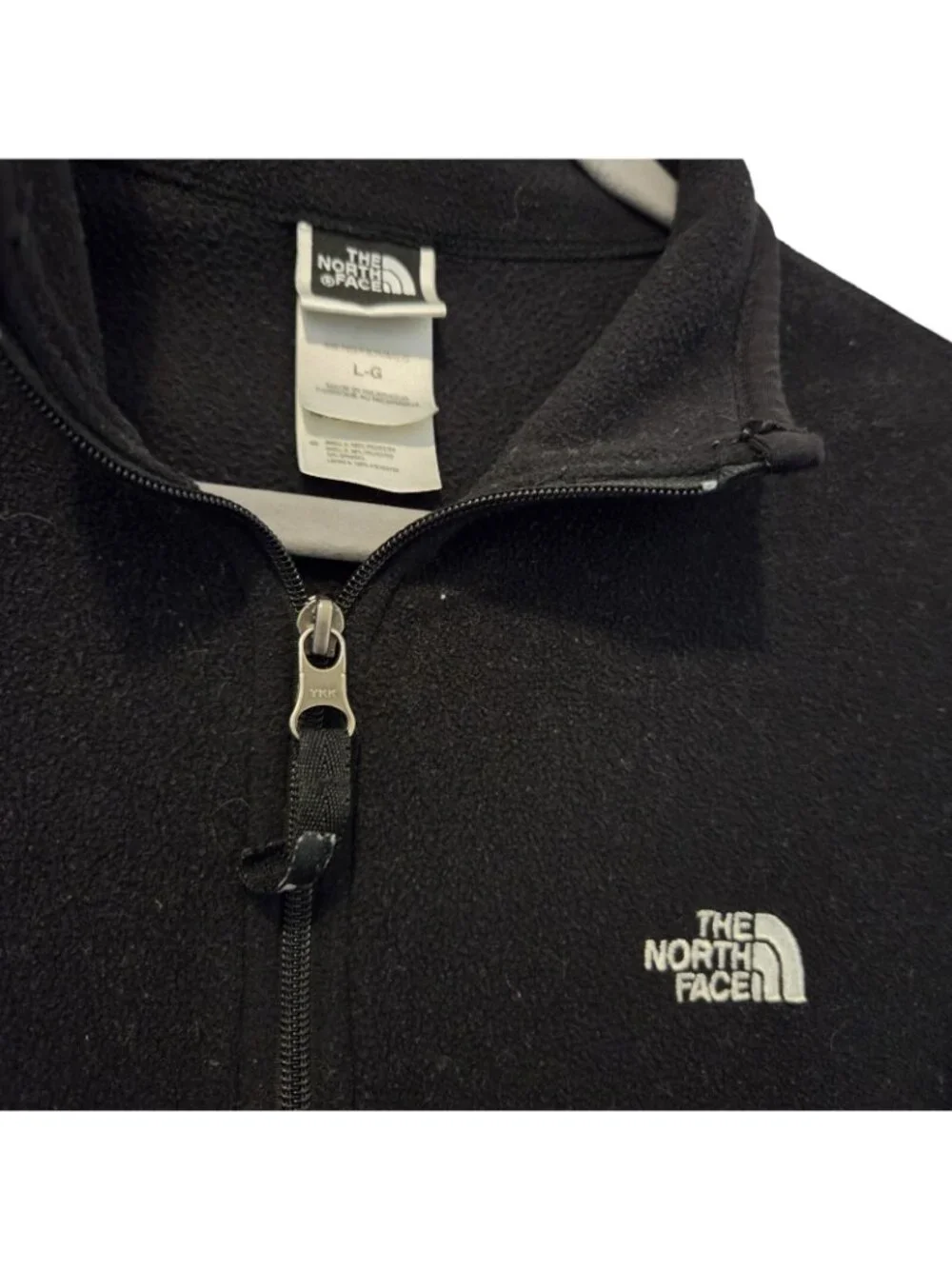 North Face Black Polartec Fleece 1/4 Zip Hiking Pullover Jacket Mens Large